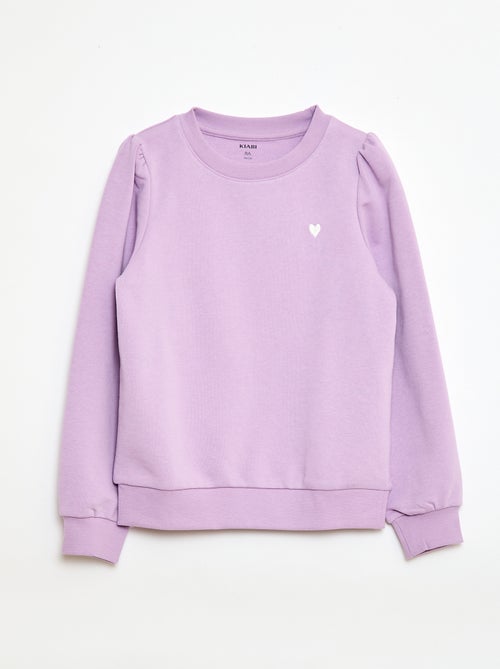 Sweater van effen joggingstof en geborduurd hartje - Kiabi