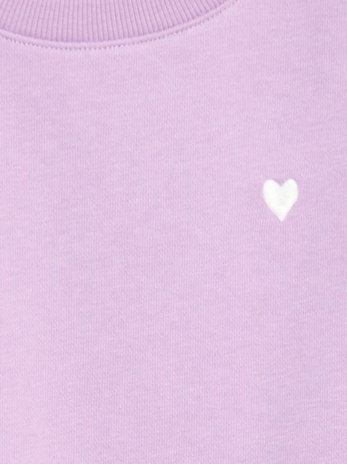 Sweater van effen joggingstof en geborduurd hartje - Kiabi