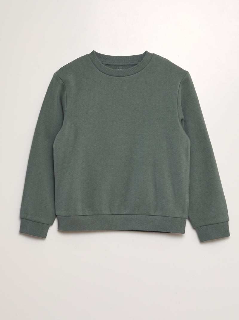 Sweater van effen joggingstof GROEN - Kiabi