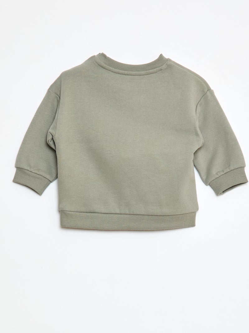 Sweater van effen joggingstof Groen - Kiabi