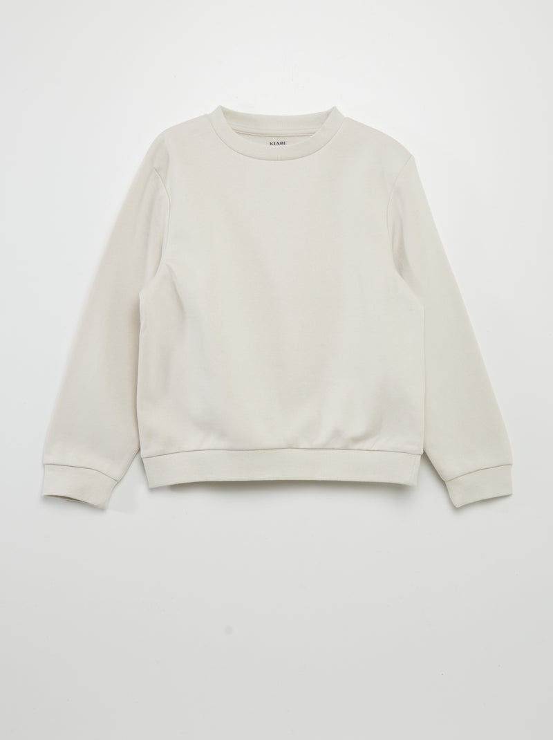 Sweater van effen joggingstof WIT - Kiabi