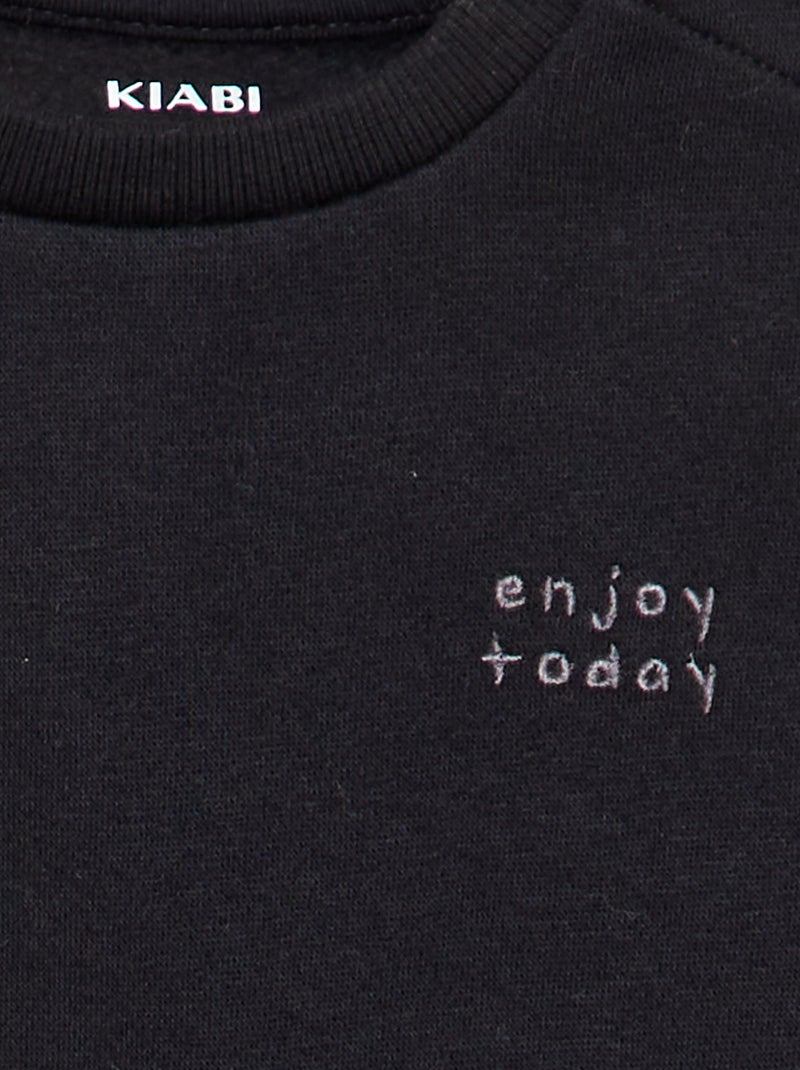 Sweater van effen joggingstof ZWART - Kiabi