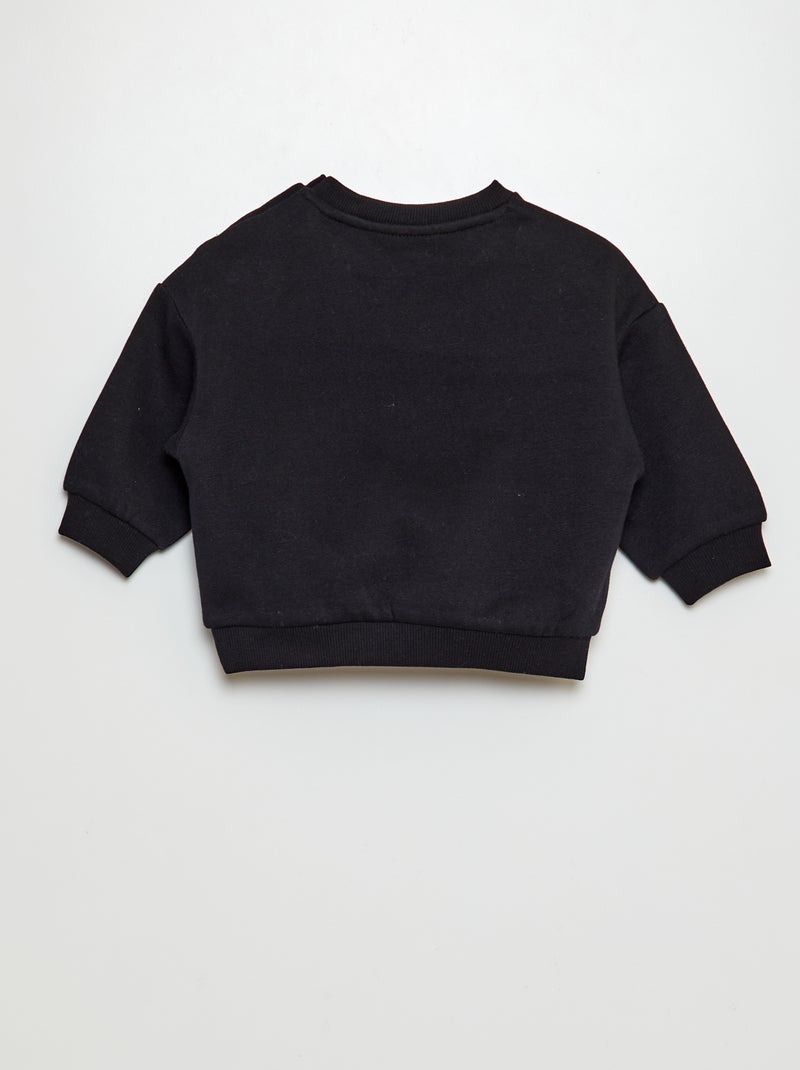 Sweater van effen joggingstof ZWART - Kiabi