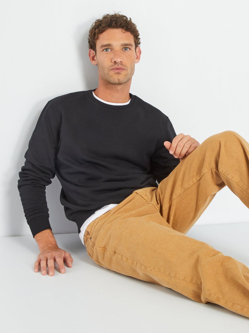 Sweater van effen joggingstof zwart - Kiabi
