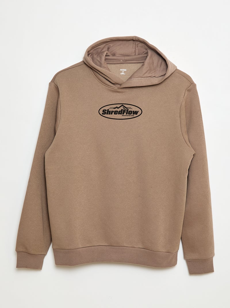 Sweater van effen katoen met print Biege - Kiabi