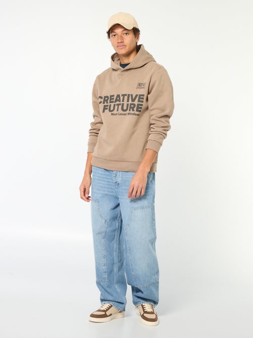 Sweater van effen katoen met print - Kiabi