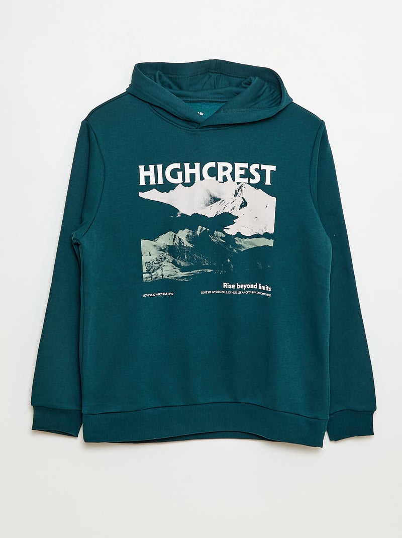 Sweater van effen katoen met print Groen - Kiabi