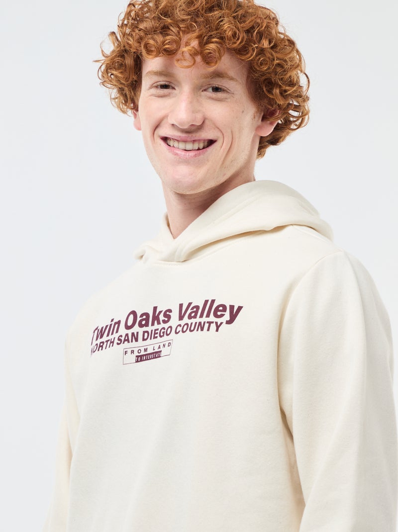 Sweater van effen katoen met print Wit - Kiabi