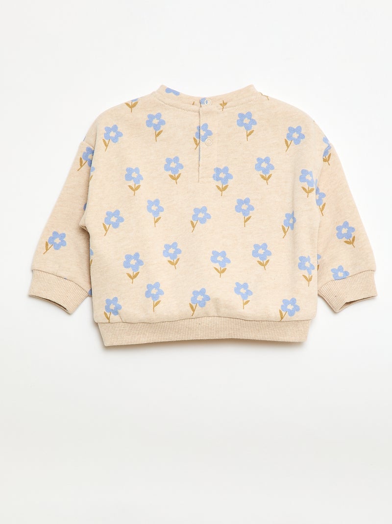 Sweater van fleece met motief Biege - Kiabi