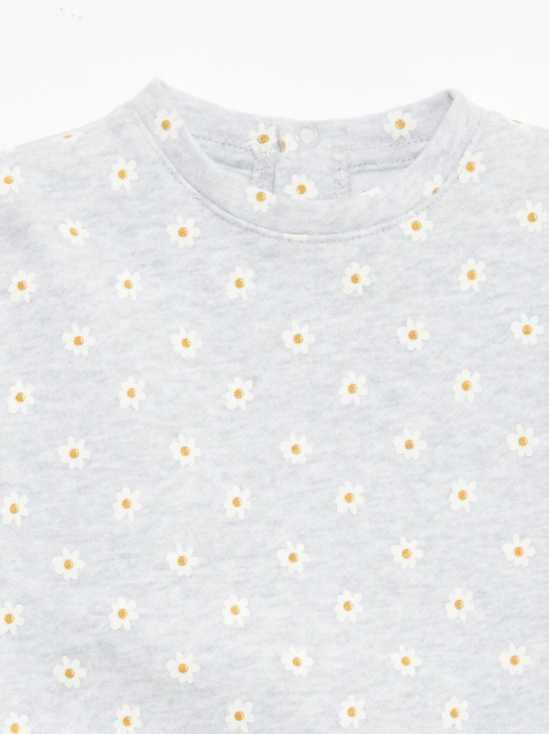 Sweater van fleece met motief Grijs - Kiabi