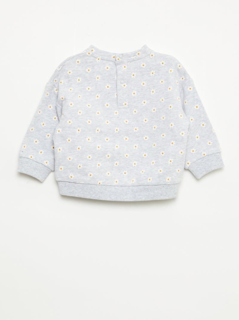 Sweater van fleece met motief Grijs - Kiabi