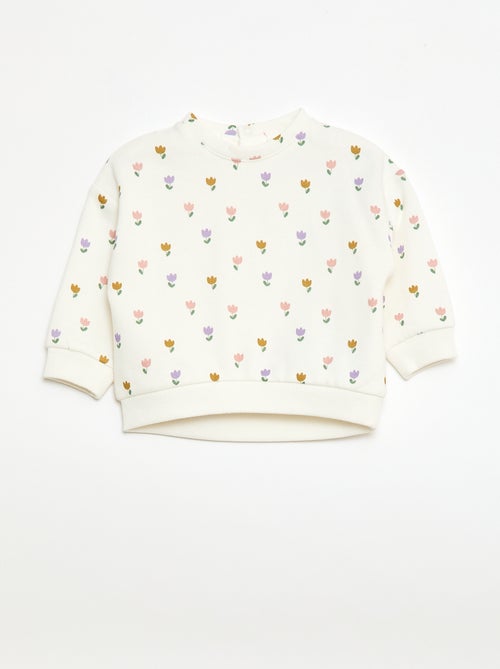 Sweater van fleece met motief - Kiabi