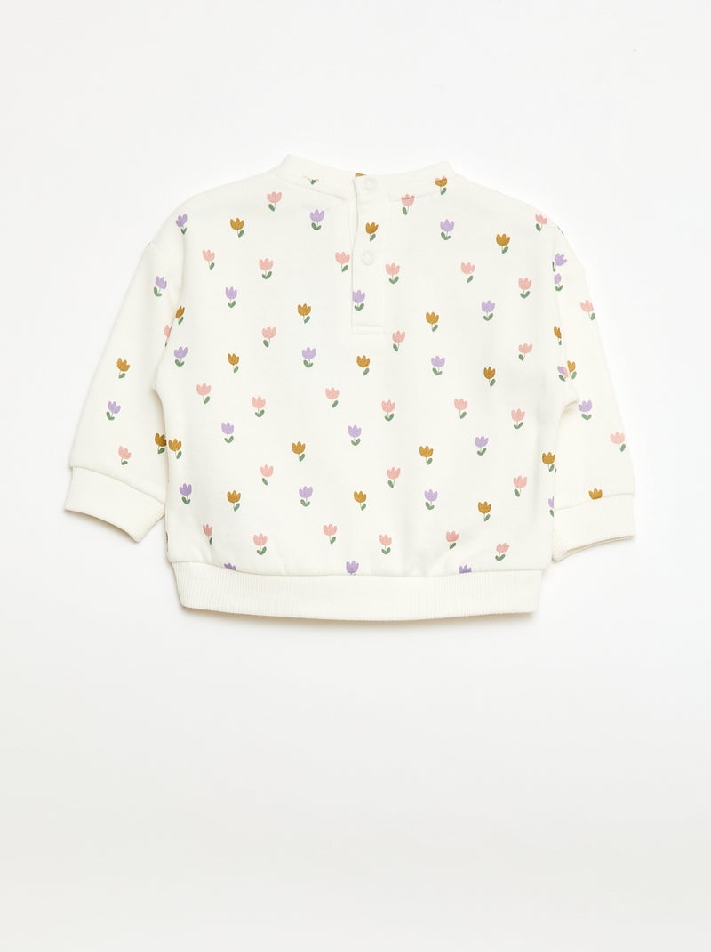 Sweater van fleece met motief Wit - Kiabi