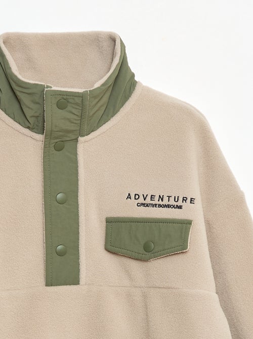 Sweater van fleece met opstaande kraag - Kiabi