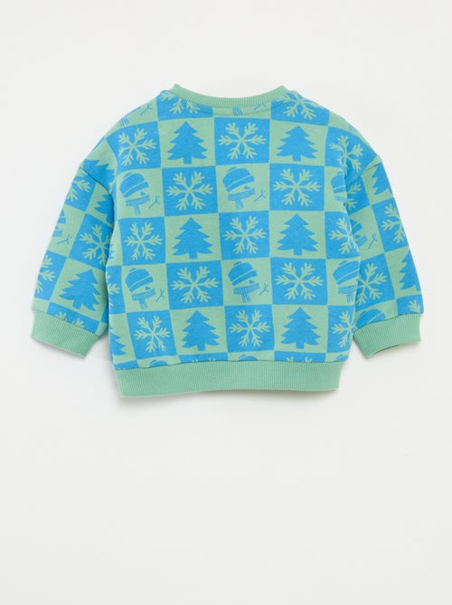 Sweater van fleecekatoen met kerstprint - Kiabi