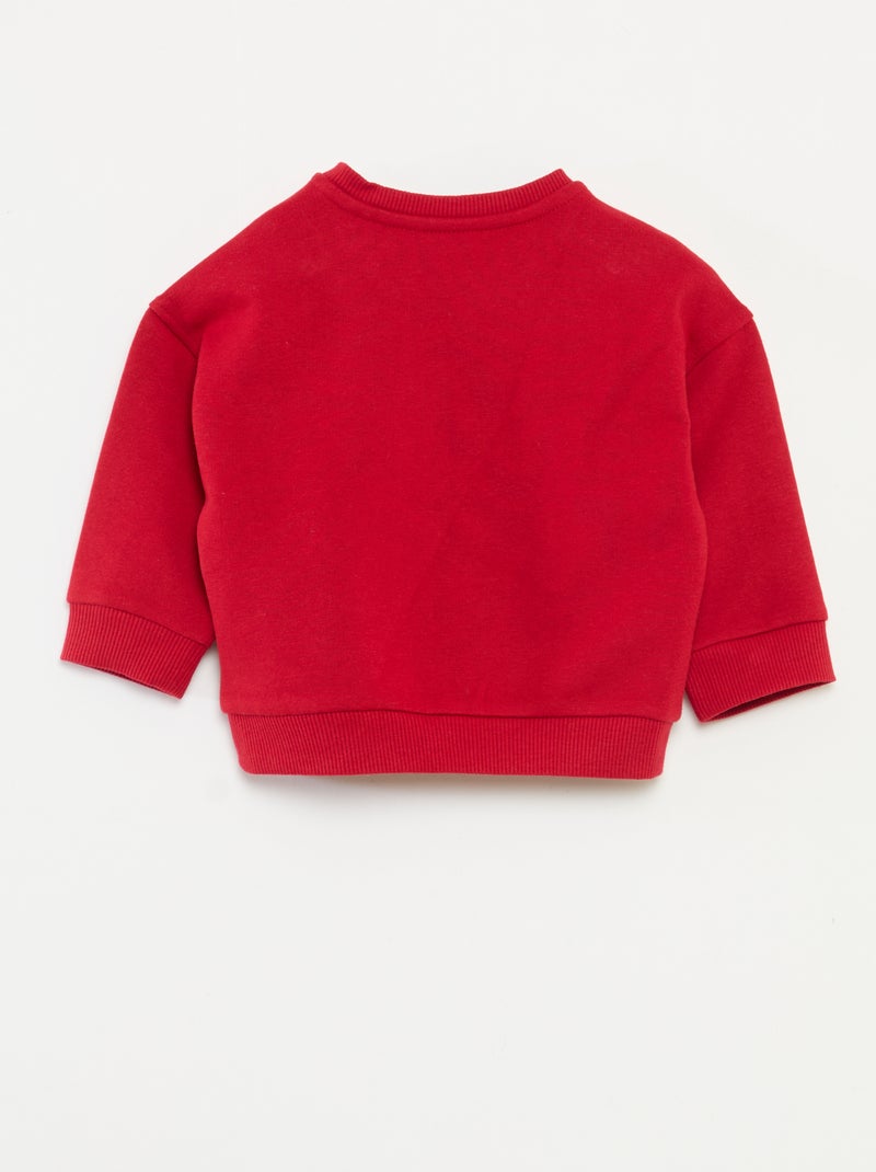 Sweater van fleecekatoen met kerstprint Rood - Kiabi