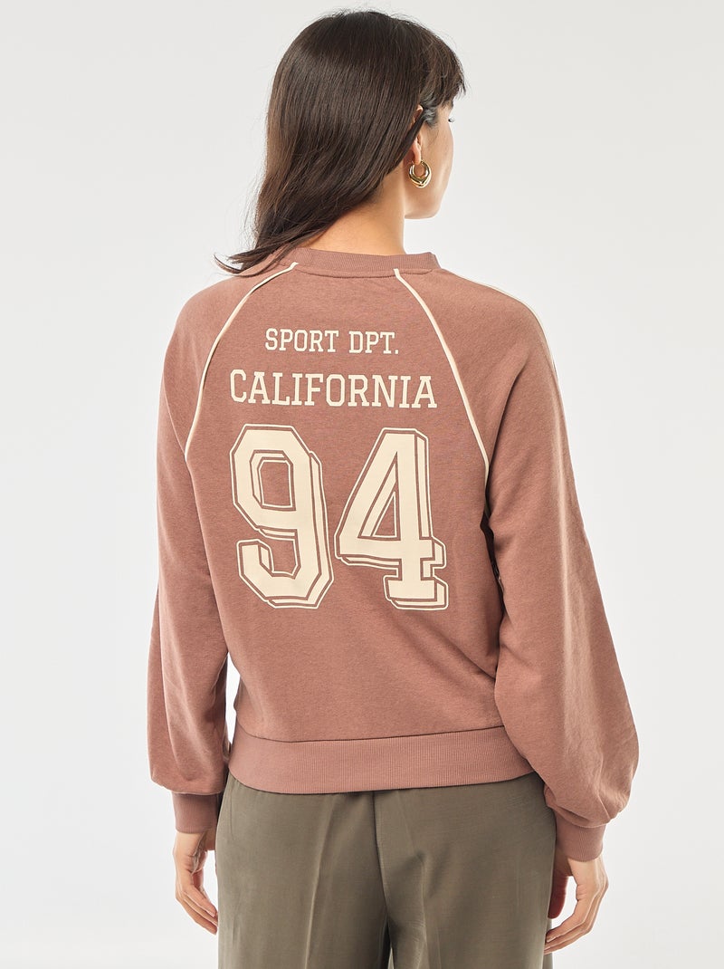 Sweater van french terry met contrasterende strepen Bruin - Kiabi