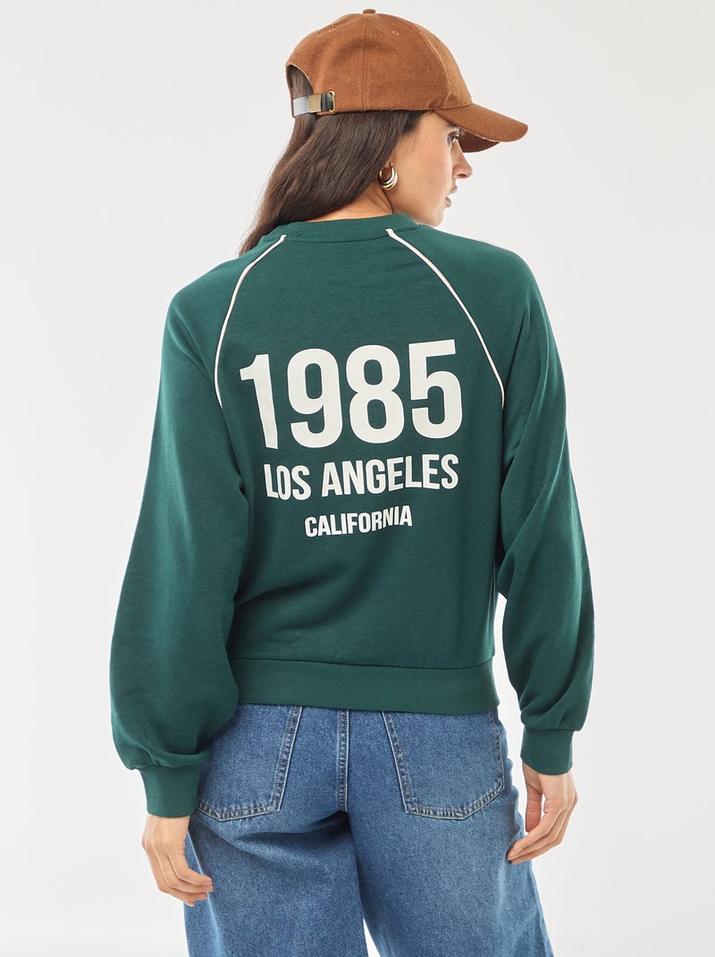 Sweater van french terry met contrasterende strepen Groen - Kiabi