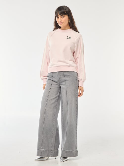 Sweater van french terry met contrasterende strepen - Kiabi Sweater van french terry met contrasterende strepen - Kiabi