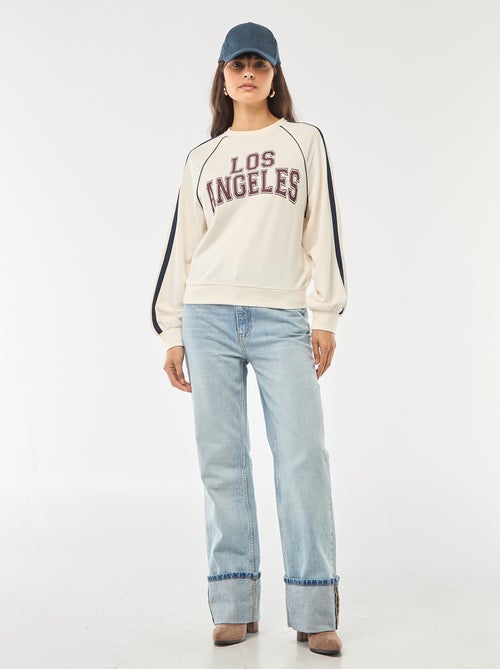 Sweater van french terry met contrasterende strepen - Kiabi