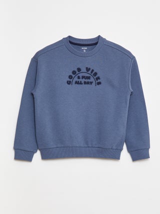 Sweater van french terry met geborduurd opschrift