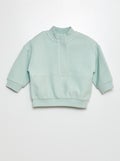 Sweater van french terry met rits blauw - Kiabi