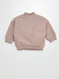 Sweater van french terry met rits GRIJS - Kiabi