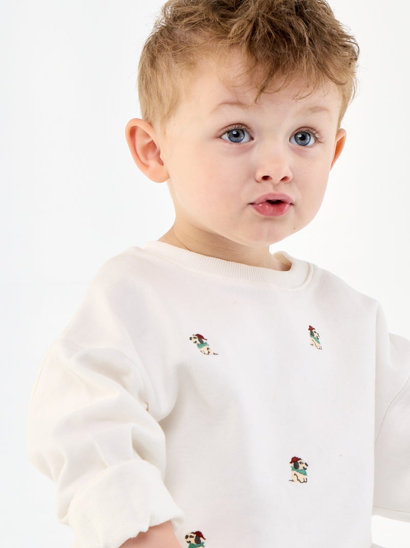 Sweater van French terry Wit - Kiabi