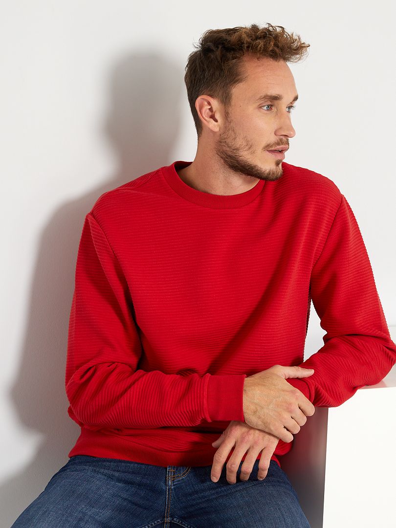 Sweater van geribd tricot +1m90 rood - Kiabi