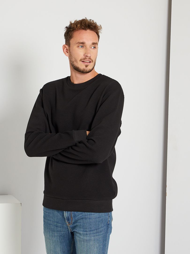 Sweater van geribd tricot +1m90 zwart - Kiabi