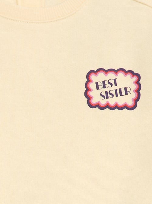 Sweater van geruwde fleece met print - Kiabi