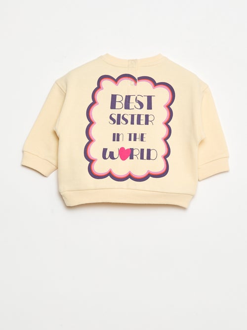 Sweater van geruwde fleece met print - Kiabi