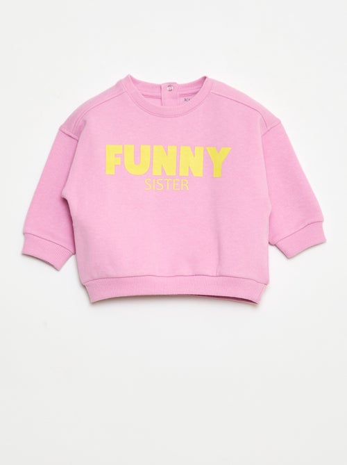 Sweater van geruwde fleece met print - Kiabi