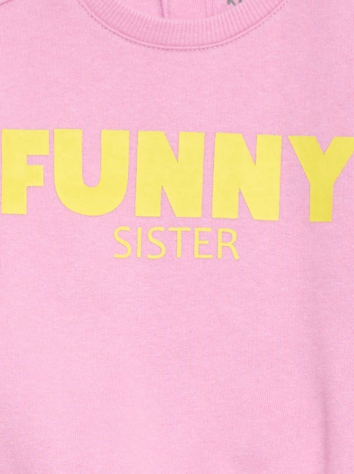 Sweater van geruwde fleece met print - Kiabi