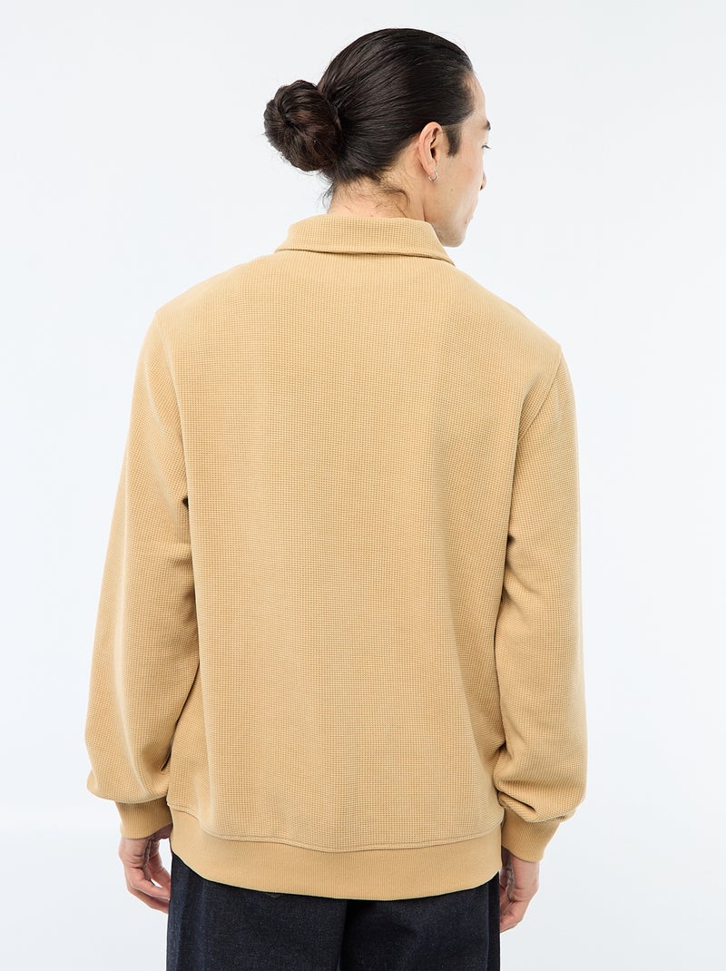 Sweater van gewafelde stof Biege - Kiabi