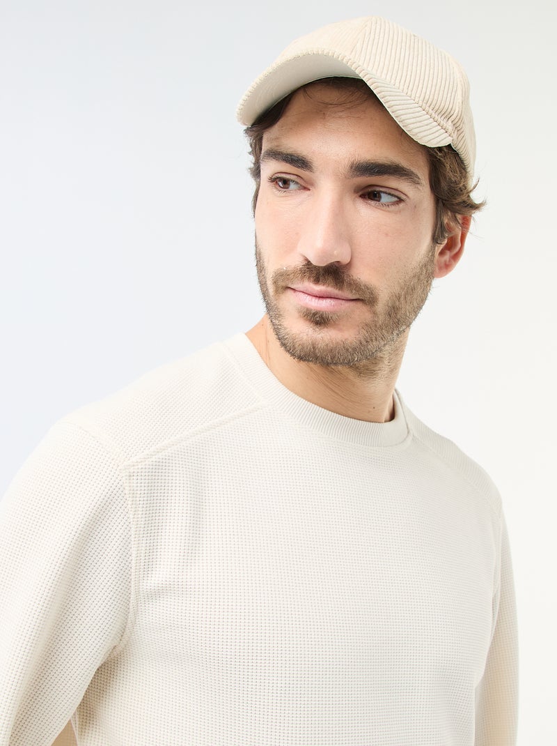 Sweater van gewafelde stof Wit - Kiabi