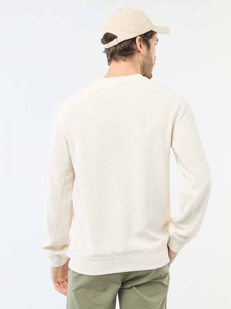 Sweater van gewafelde stof Wit - Kiabi