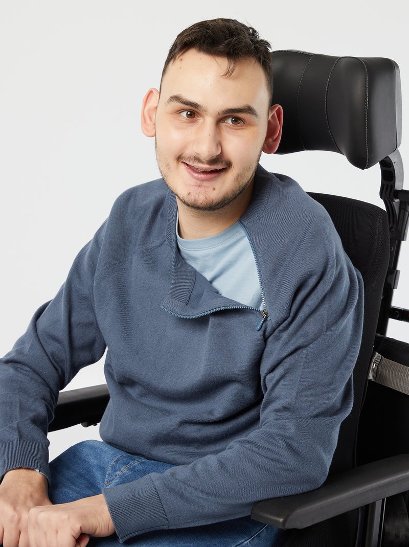 Sweater van jerseytricot - Gemakkelijk aan te trekken collectie BLAUW - Kiabi