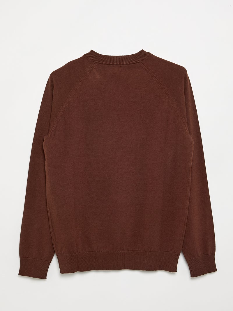 Sweater van jerseytricot - Gemakkelijk aan te trekken collectie Bruin - Kiabi