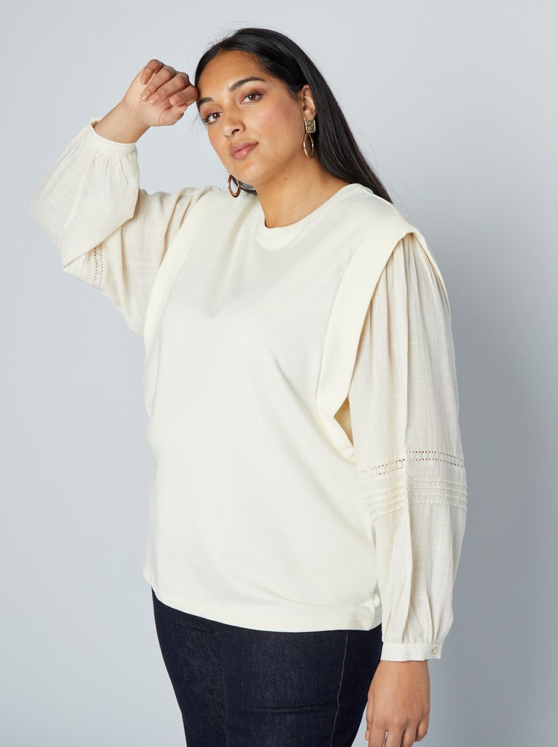 Sweater van joggingstof BIEGE - Kiabi