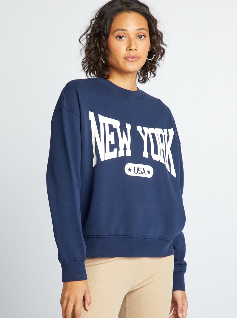 Sweater van joggingstof BLAUW - Kiabi