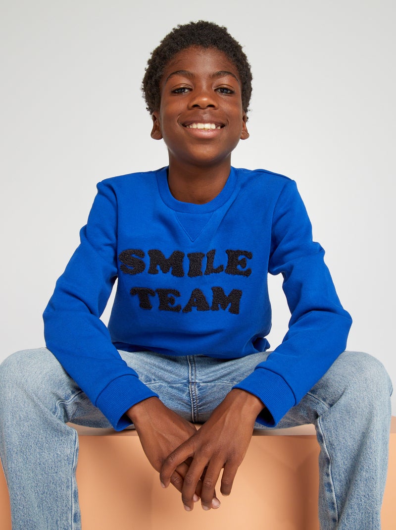 Sweater van joggingstof BLAUW - Kiabi