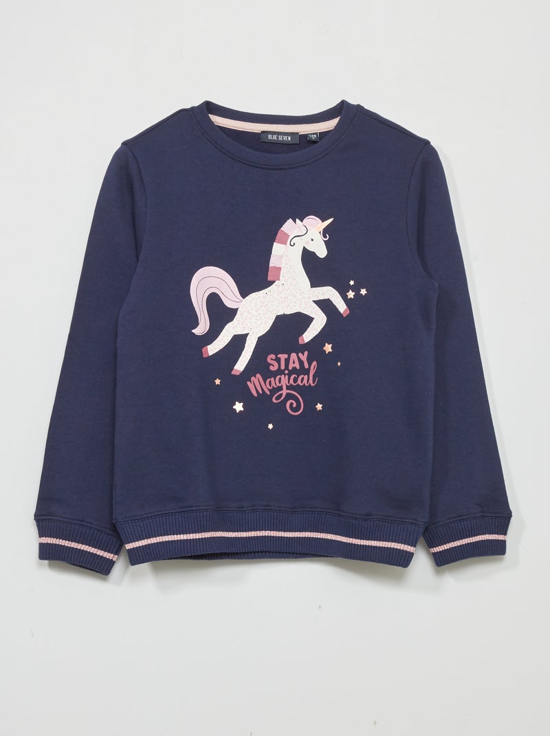 Sweater van joggingstof BLAUW - Kiabi