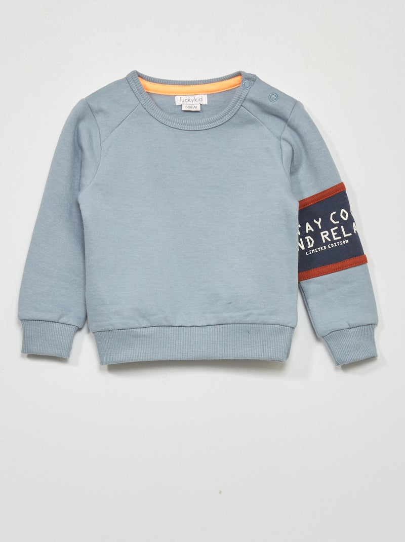 Sweater van joggingstof BLAUW - Kiabi