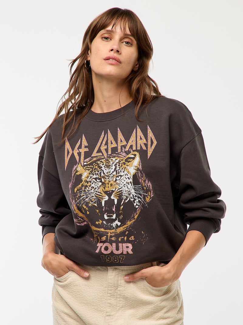 Sweater van joggingstof 'Def Leppard' Zwart - Kiabi