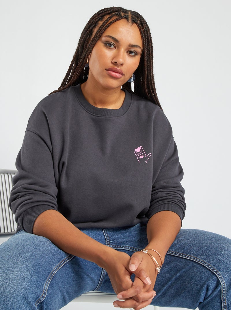 Sweater van joggingstof GRIJS - Kiabi