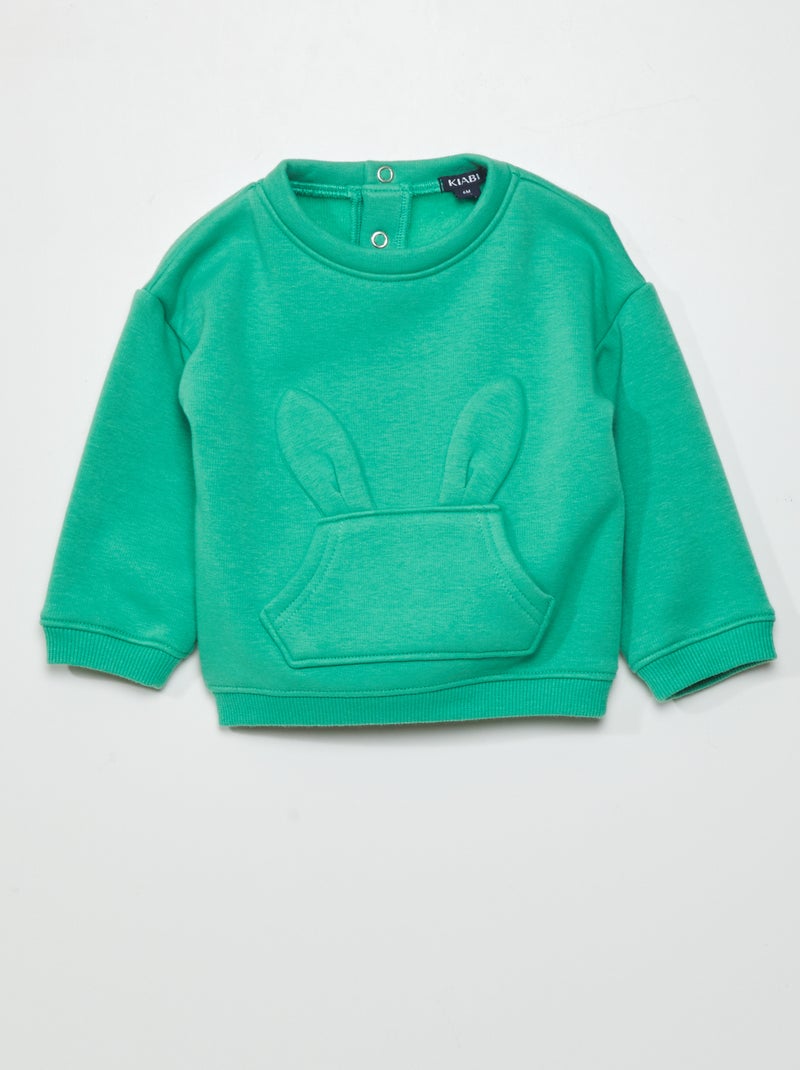 Sweater van joggingstof GROEN - Kiabi