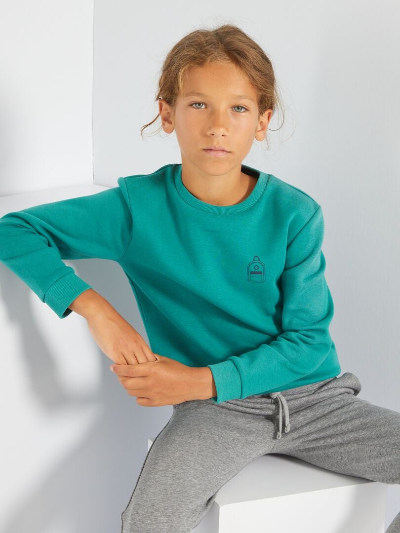 Sweater van joggingstof GROEN - Kiabi