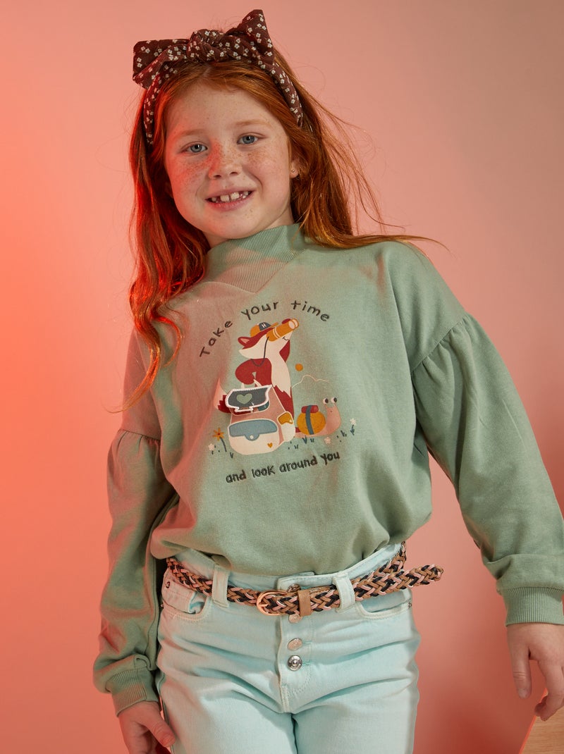 Sweater van joggingstof GROEN - Kiabi