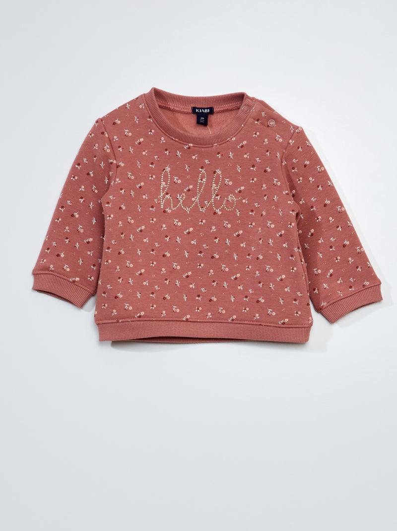 Sweater van joggingstof met applicatie - Altijd superzacht ROSE - Kiabi